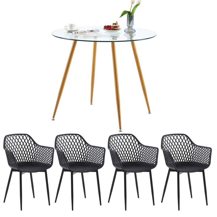 Oliver Elegant 5Piece Round Dining Table Set, Glass Dining